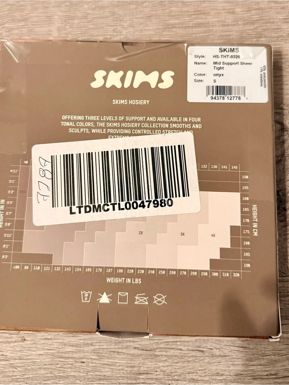 SKIMS Mid Support Sheer Tight - Onyx